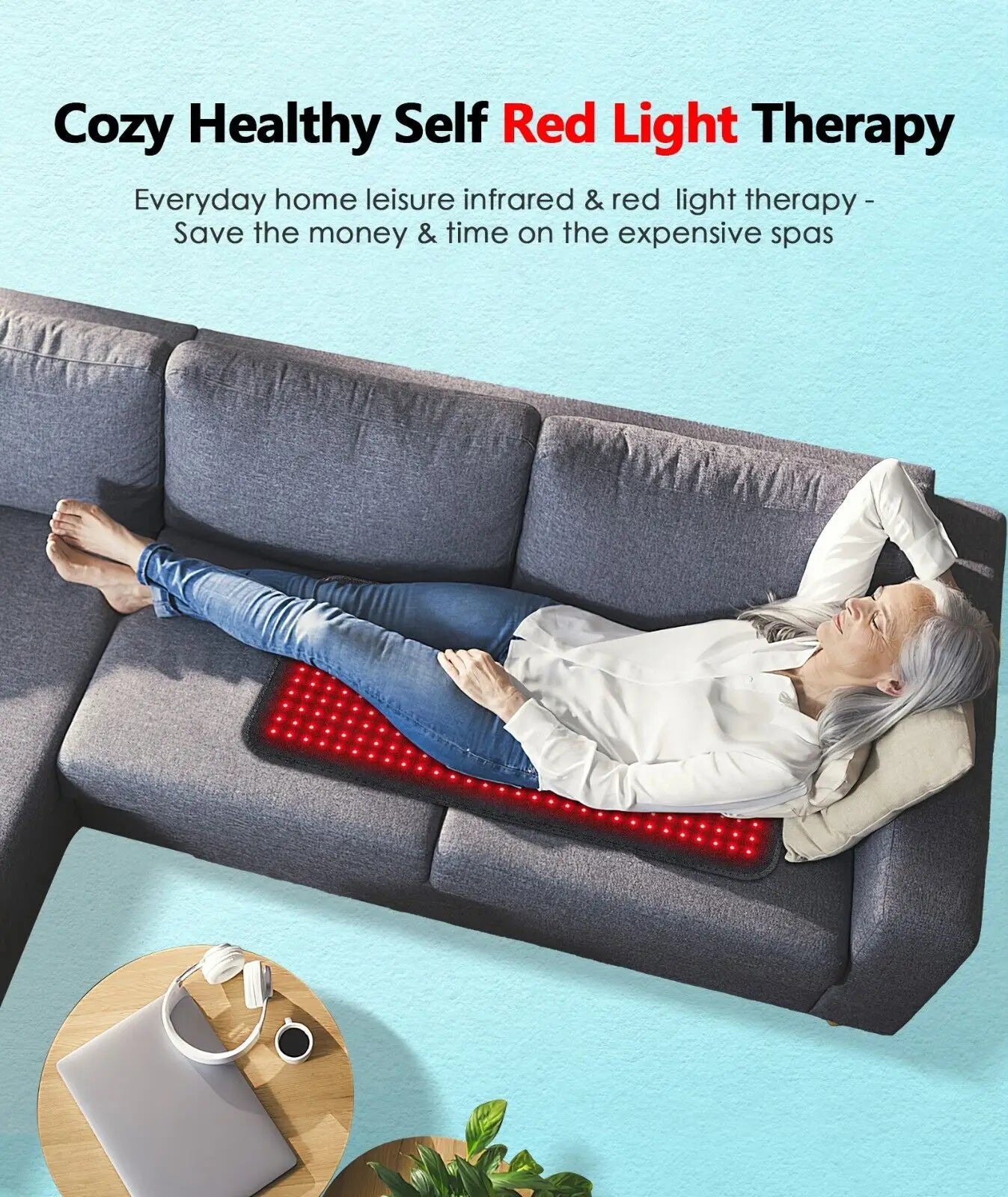 LED Red Light Therapy Mat Infrared Light Therapy Pad For Body Back Waist Knee Joint Pain Relief 31.6x11.8inch Large Wrap Pad