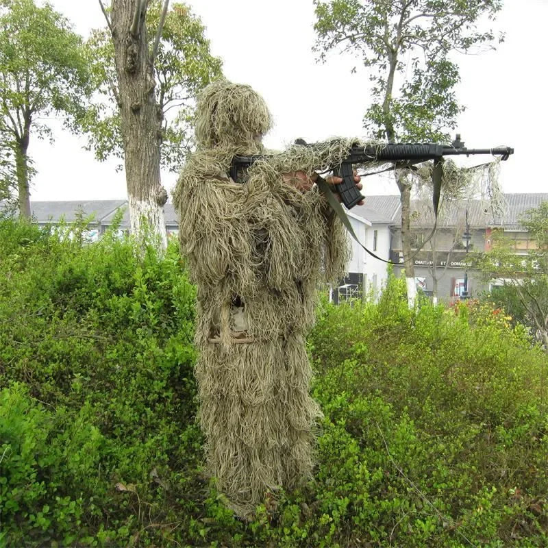 Wally Sky Ghillie Suit Desert Camouflage Jacket Pants Head Cover