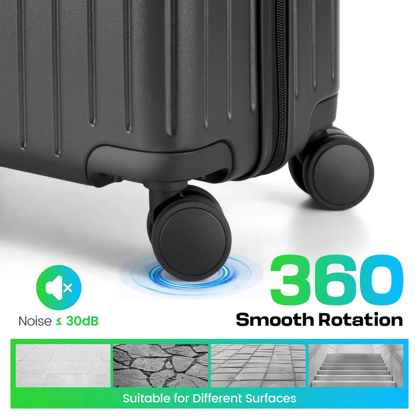 HOTEELCN Expandable 5-Piece Luggage Set with Spinner Wheels TSA Lock