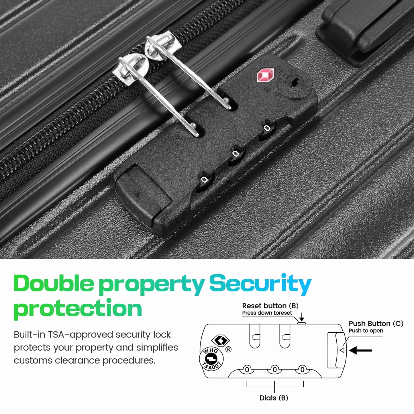 HOTEELCN Expandable 5-Piece Luggage Set with Spinner Wheels TSA Lock