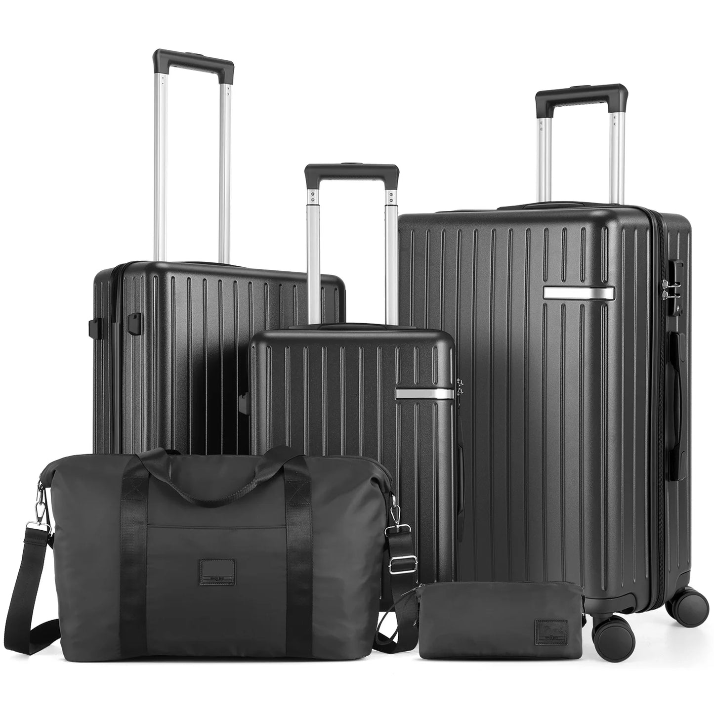 HOTEELCN Expandable 5-Piece Luggage Set with Spinner Wheels TSA Lock