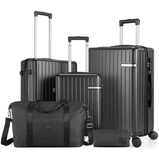 HOTEELCN Expandable 5-Piece Luggage Set with Spinner Wheels TSA Lock