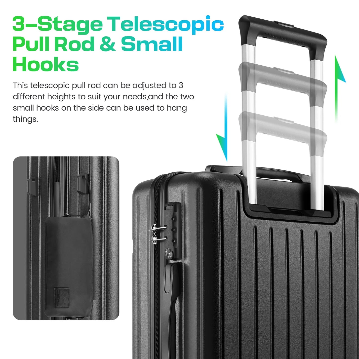 HOTEELCN Expandable 5-Piece Luggage Set with Spinner Wheels TSA Lock