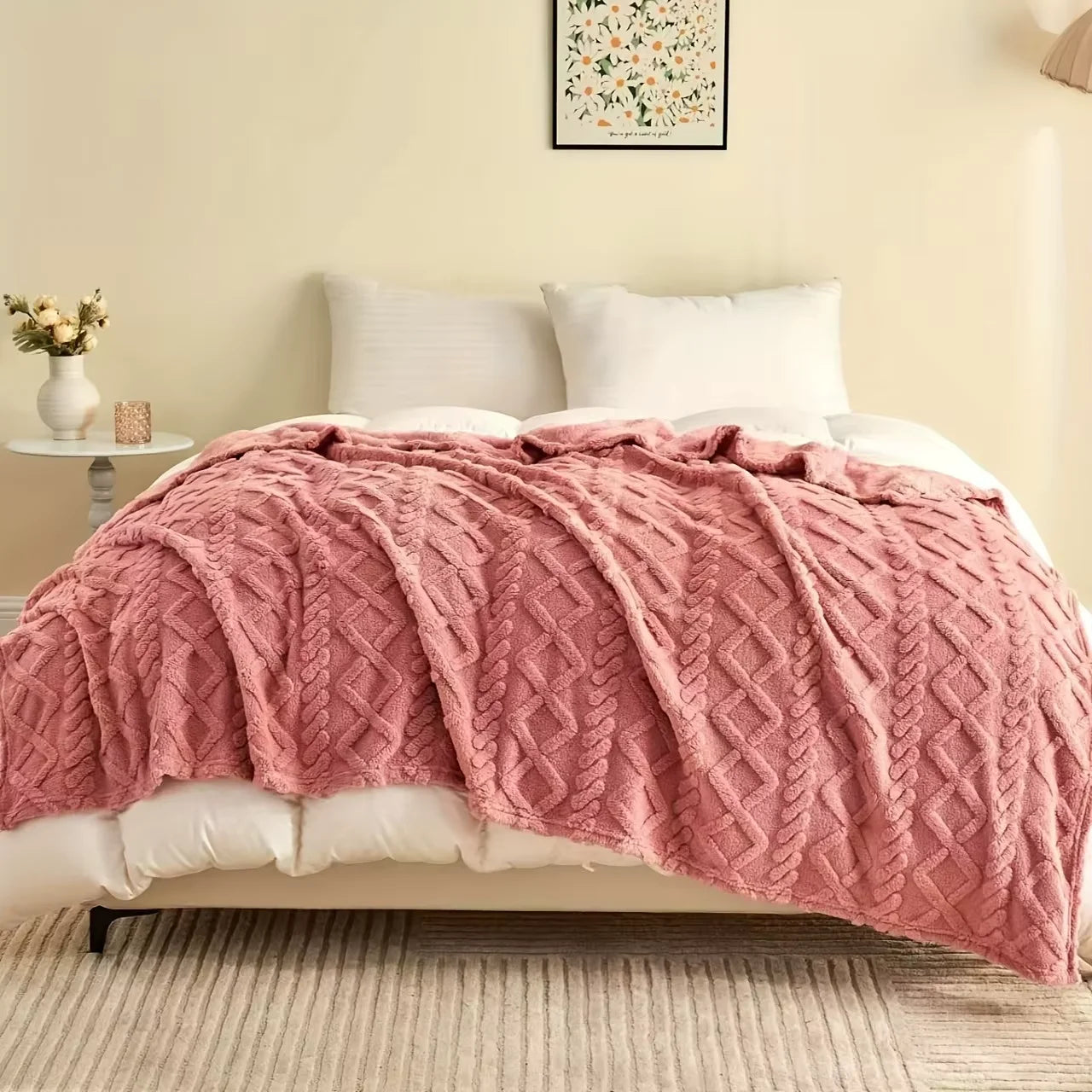 AEHOMECN Lamb Fleece Plush Blanket Soft Warm Throw
