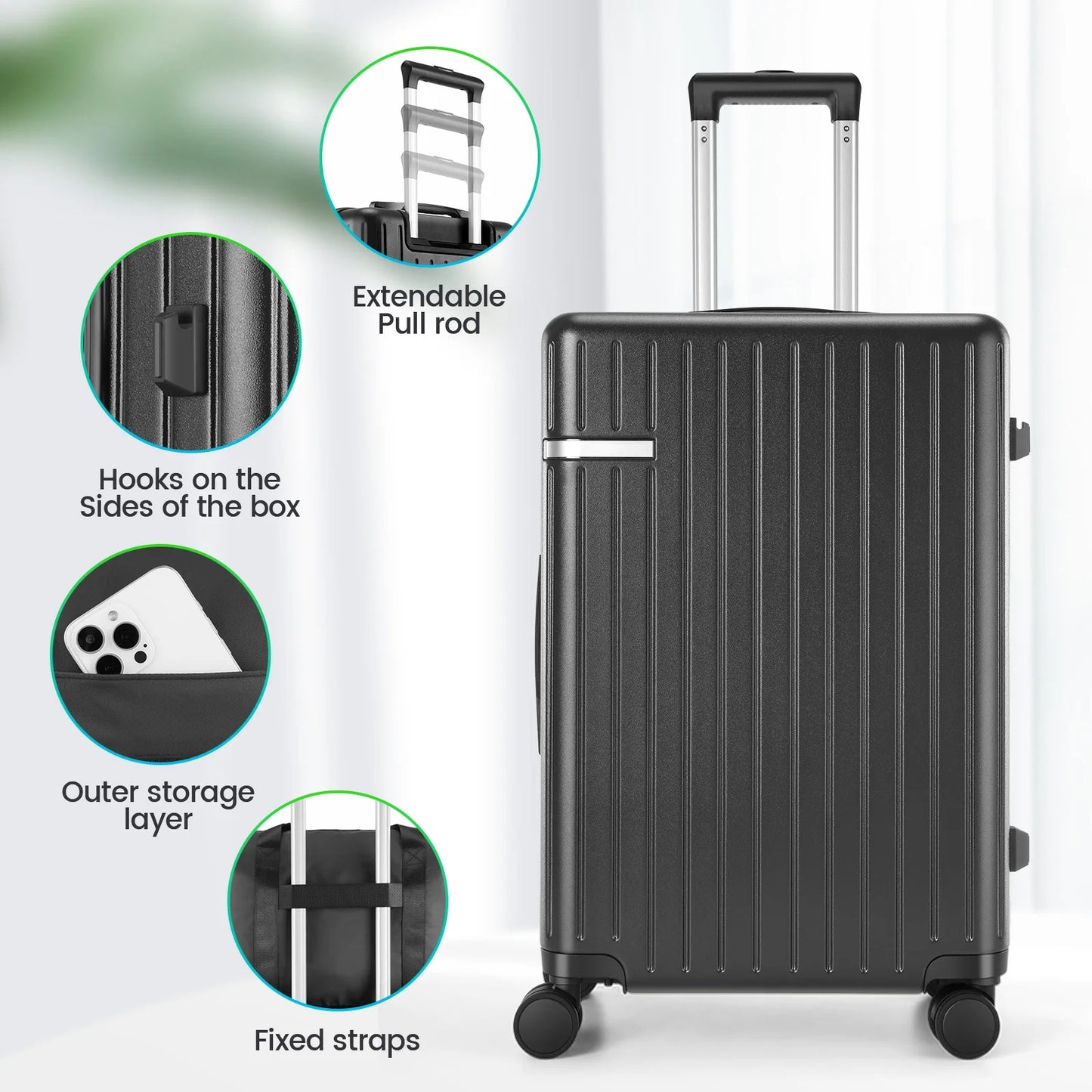 HOTEELCN Expandable 5-Piece Luggage Set with Spinner Wheels TSA Lock