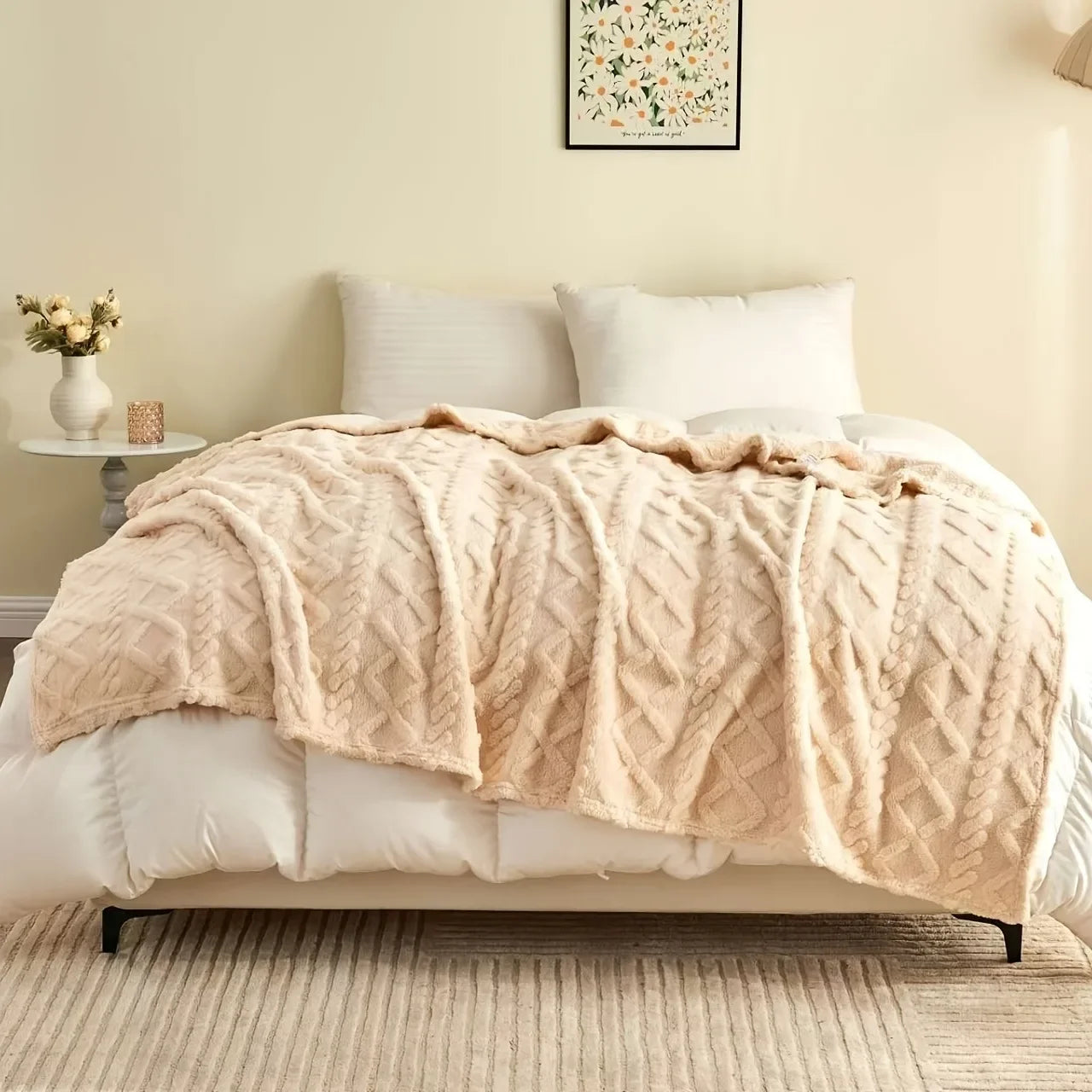 AEHOMECN Lamb Fleece Plush Blanket Soft Warm Throw