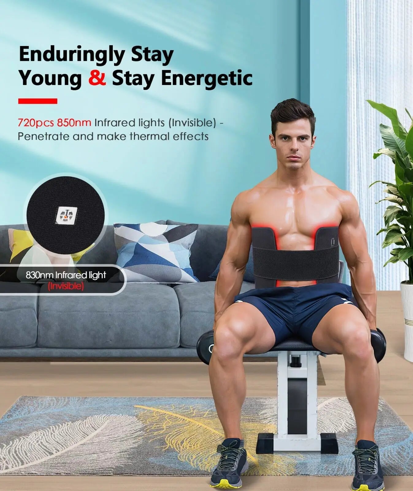 LED Red Light Therapy Mat Infrared Light Therapy Pad For Body Back Waist Knee Joint Pain Relief 31.6x11.8inch Large Wrap Pad