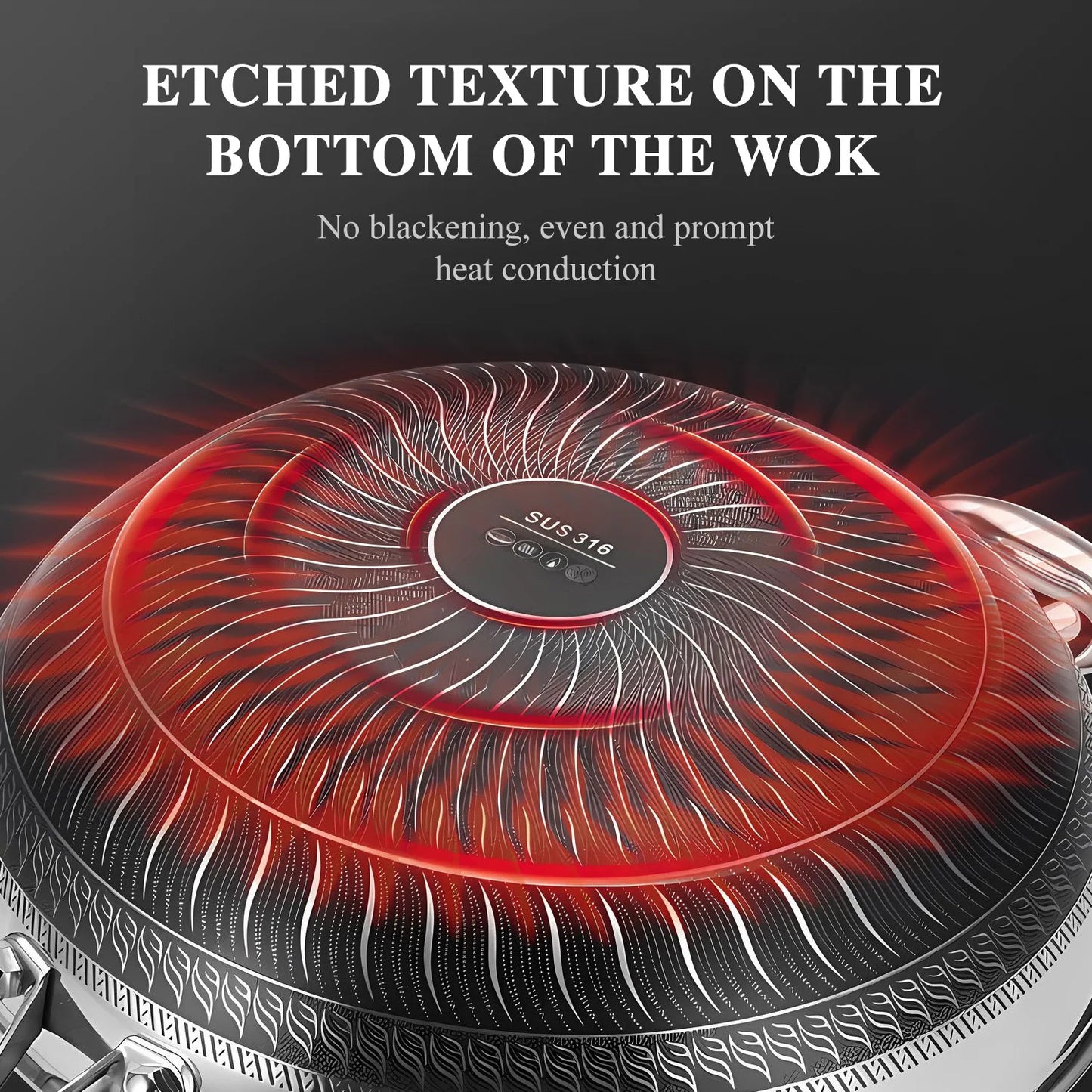 Hign-concerned Chemical Hybrid Wok With Lid Nonstick Stainless Steel