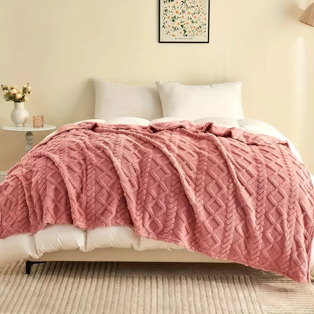 AEHOMECN Lamb Fleece Plush Blanket Soft Warm Throw