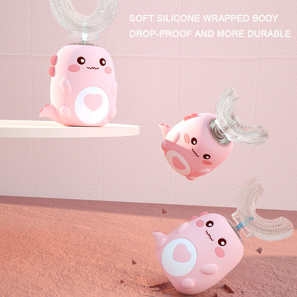Children U-shaped Electric Toothbrush 360 Degrees Smart Cartoon Kids silicone Toothbrush Automatic Rechargeable Sonic Toothbrush