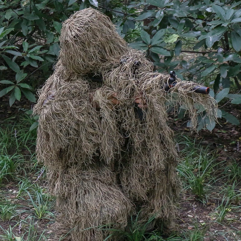 Wally Sky Ghillie Suit Desert Camouflage Jacket Pants Head Cover