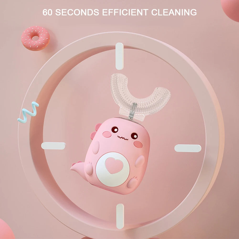 Children U-shaped Electric Toothbrush 360 Degrees Smart Cartoon Kids silicone Toothbrush Automatic Rechargeable Sonic Toothbrush