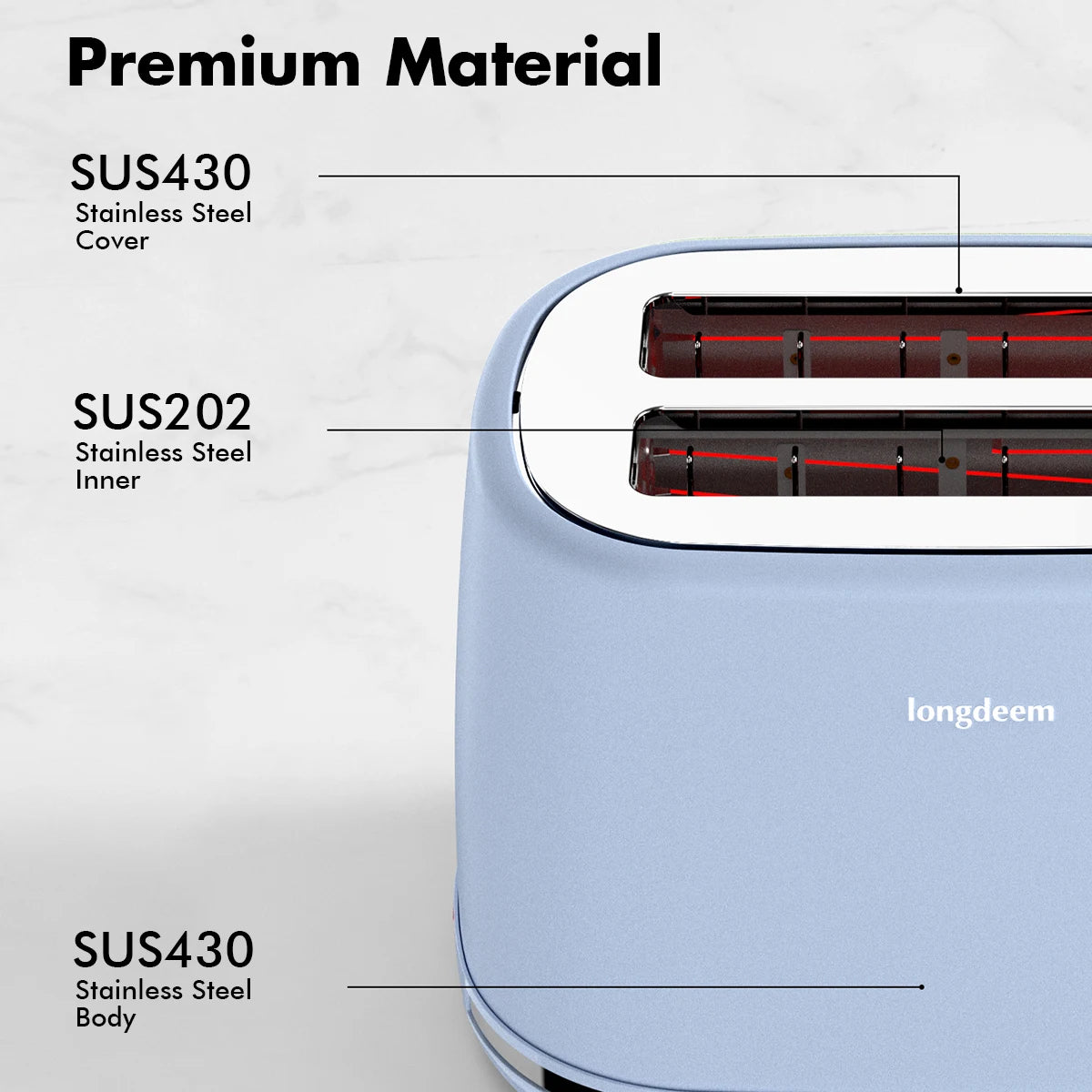 2 Slice Toaster with 1.5" Extra Wide Slots & Removable Crumb Tray 6 Browning Options, Auto Shut Off & Frozen Function, Blue