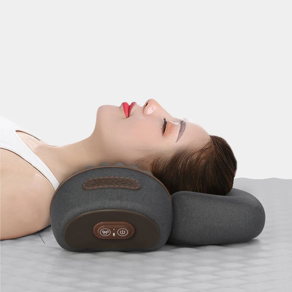 Neck Massager Ergonomic Memory Foam Pillow Heat & Vibration Shoulder Massager Pillow Multi-Function for Neck Back Shoulder