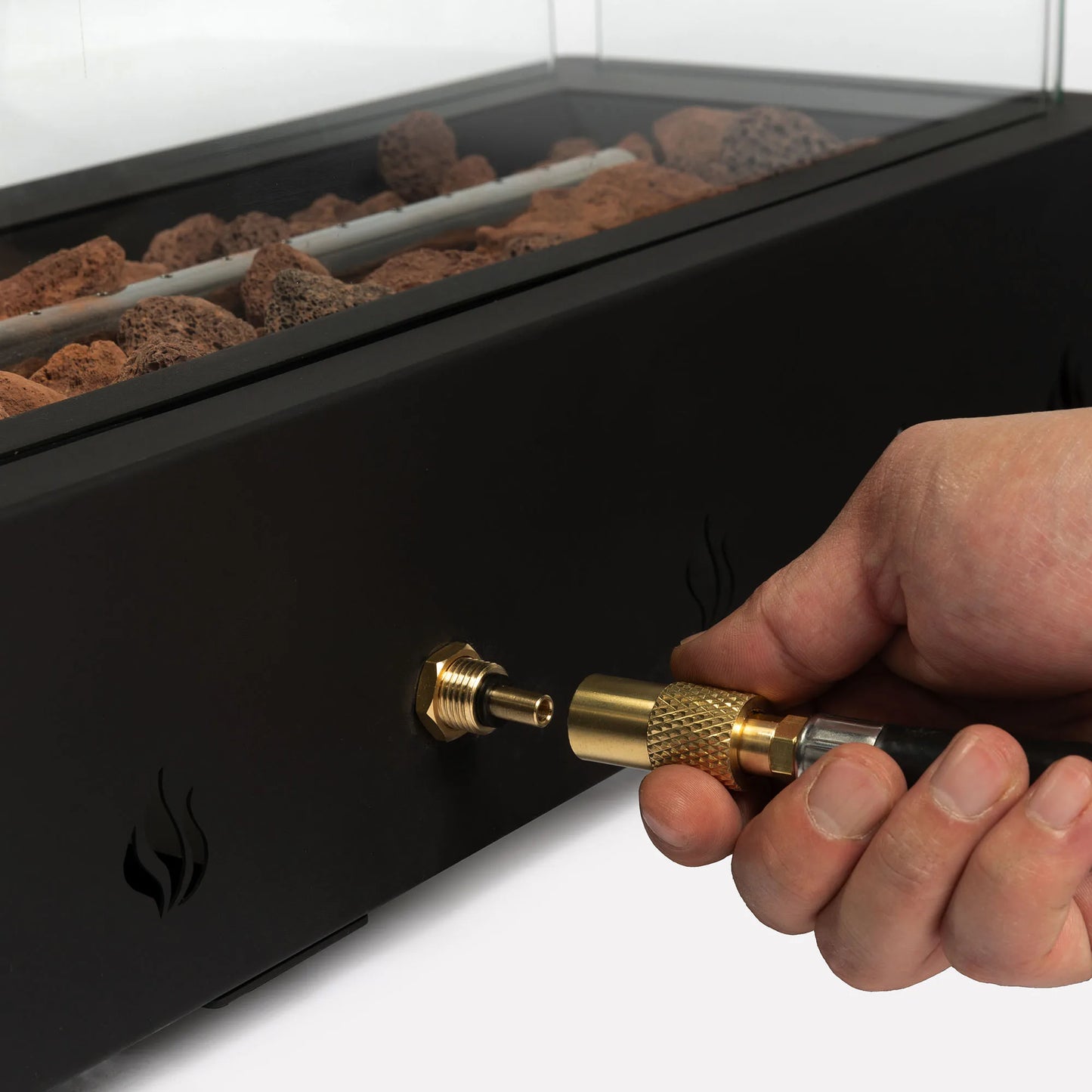 Hign-concerned Tabletop Propane Fire Pit With Quick Connect Wind Guard