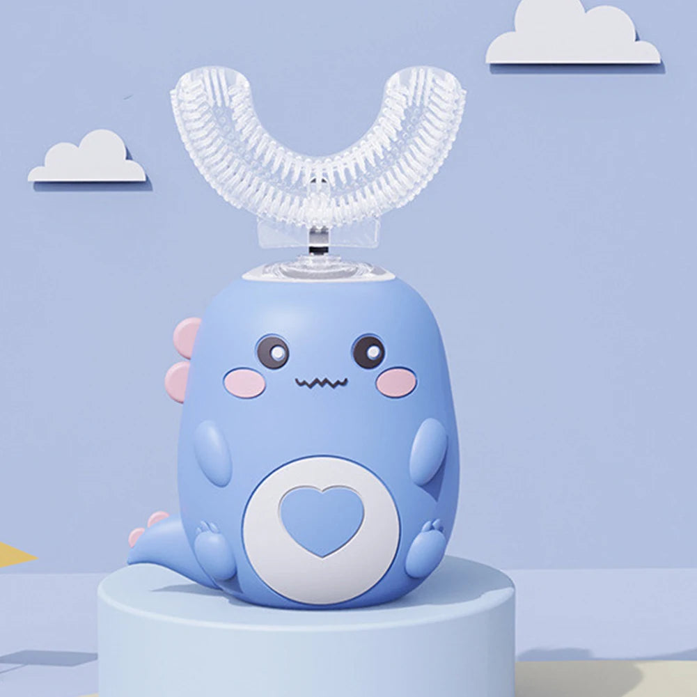 Children U-shaped Electric Toothbrush 360 Degrees Smart Cartoon Kids silicone Toothbrush Automatic Rechargeable Sonic Toothbrush