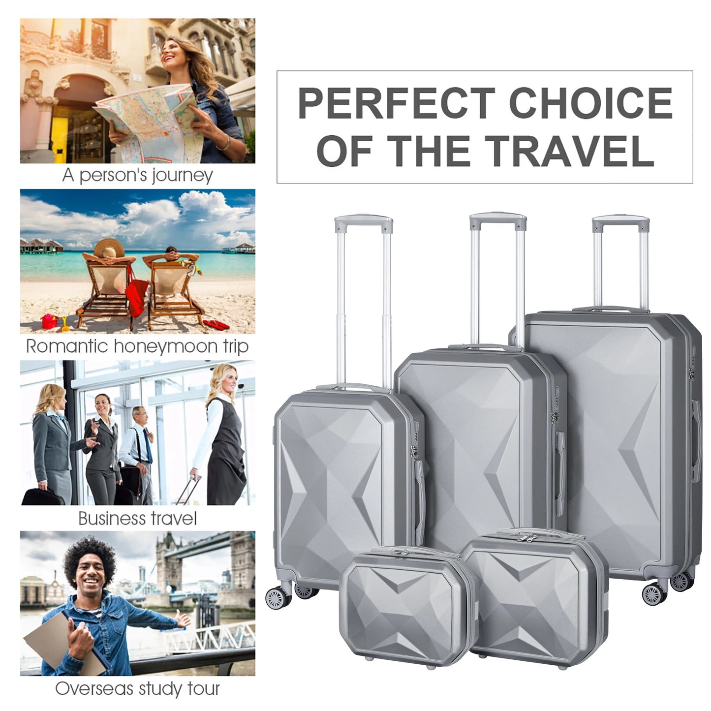 Captaintony 5 Piece Hard Shell Luggage Set With TSA Lock