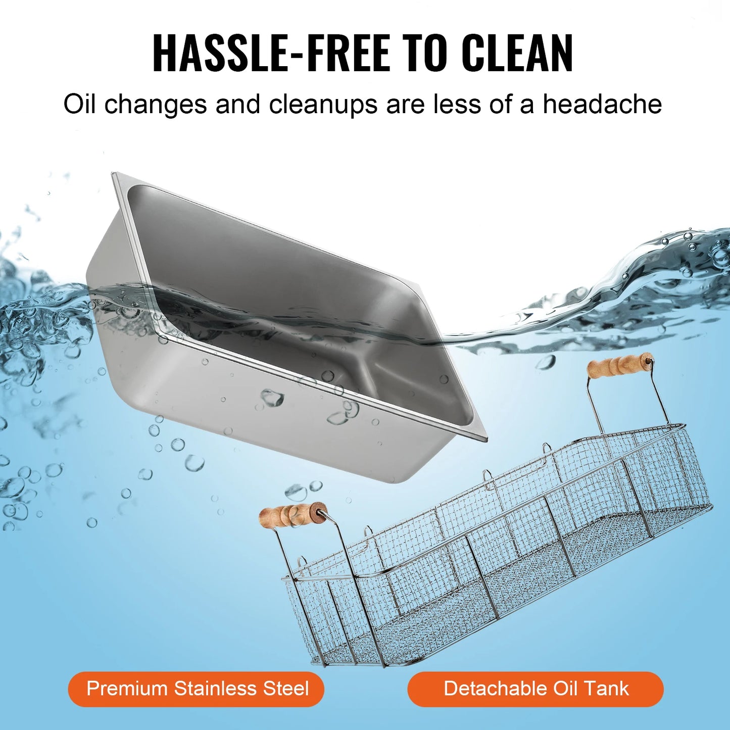 SucceBuy Commercial Deep Fryer 3000W Electric Turkey Fryer Large Capacity 18Qt / 17L Stainless Steel Countertop Single Oil Fryer