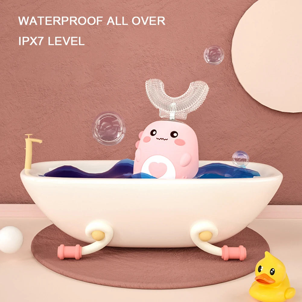 Children U-shaped Electric Toothbrush 360 Degrees Smart Cartoon Kids silicone Toothbrush Automatic Rechargeable Sonic Toothbrush