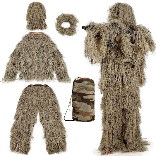 Wally Sky Ghillie Suit Desert Camouflage Jacket Pants Head Cover