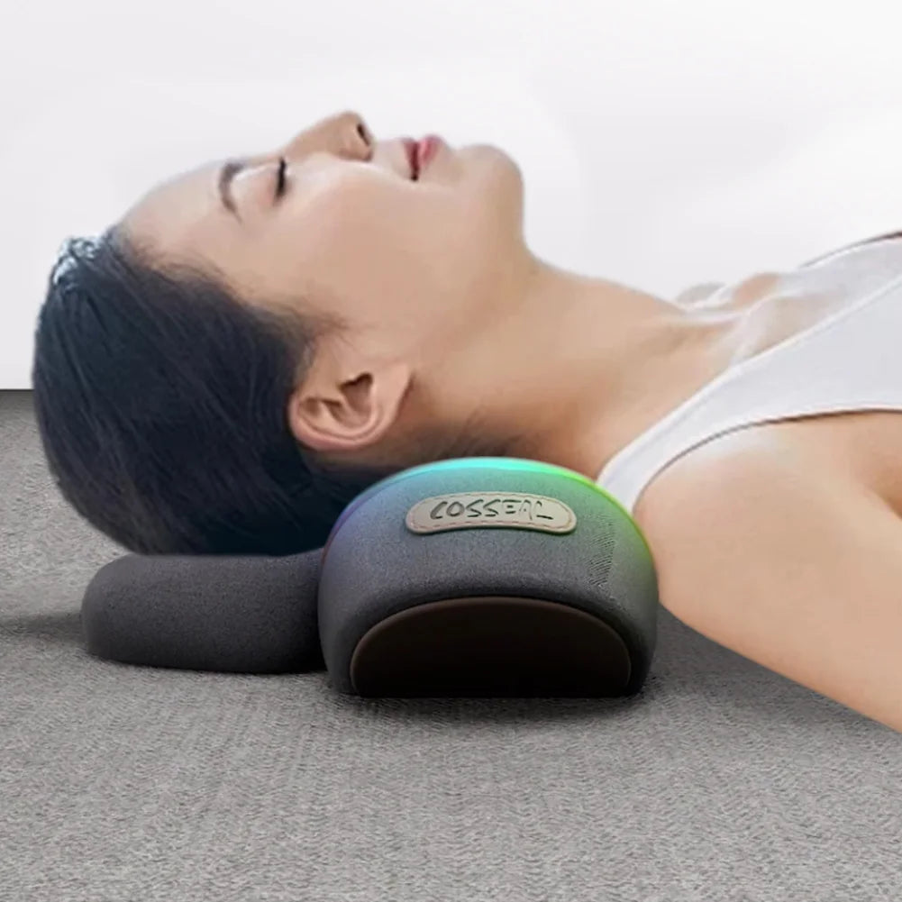 Neck Massager Ergonomic Memory Foam Pillow Heat & Vibration Shoulder Massager Pillow Multi-Function for Neck Back Shoulder