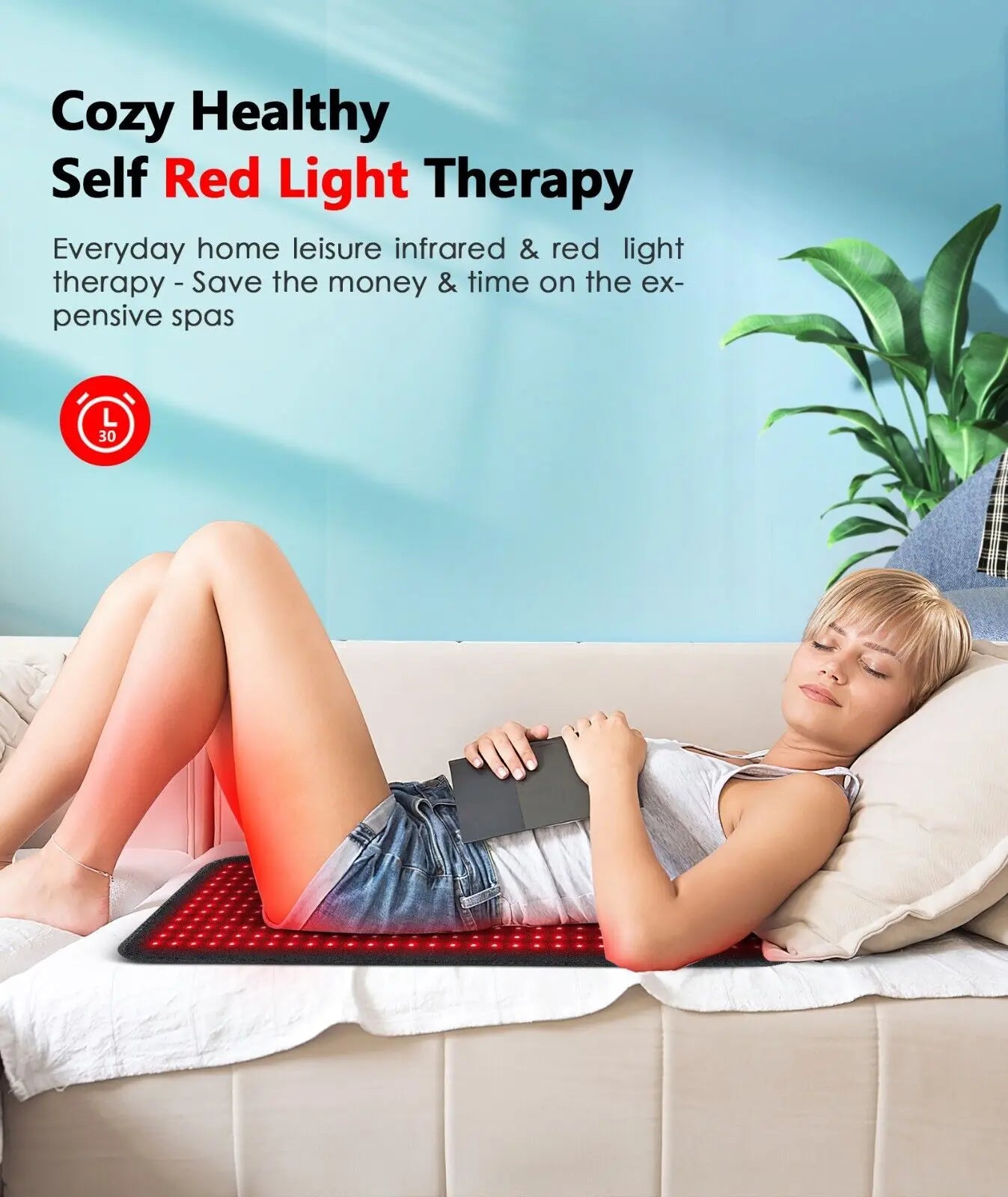 LED Red Light Therapy Mat Infrared Light Therapy Pad For Body Back Waist Knee Joint Pain Relief 31.6x11.8inch Large Wrap Pad