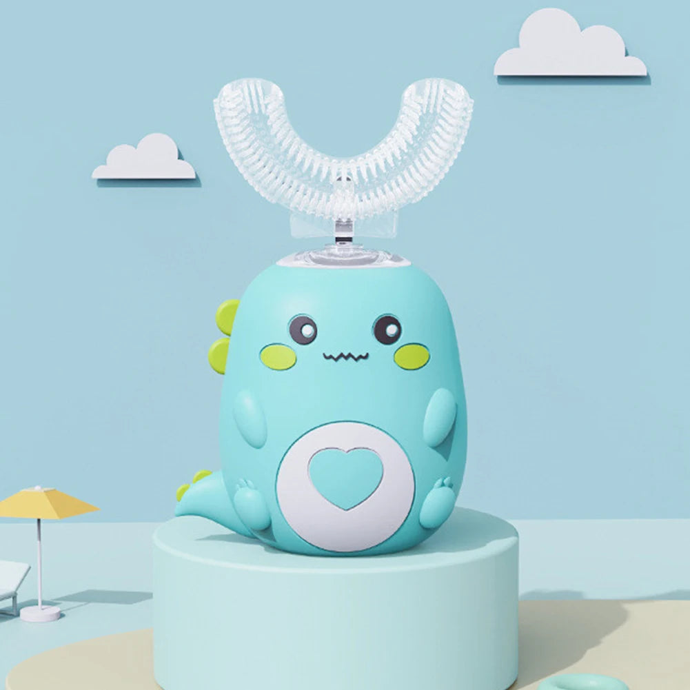 Children U-shaped Electric Toothbrush 360 Degrees Smart Cartoon Kids silicone Toothbrush Automatic Rechargeable Sonic Toothbrush