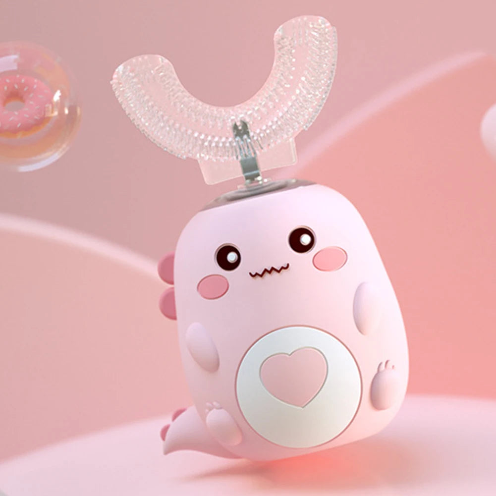 Children U-shaped Electric Toothbrush 360 Degrees Smart Cartoon Kids silicone Toothbrush Automatic Rechargeable Sonic Toothbrush