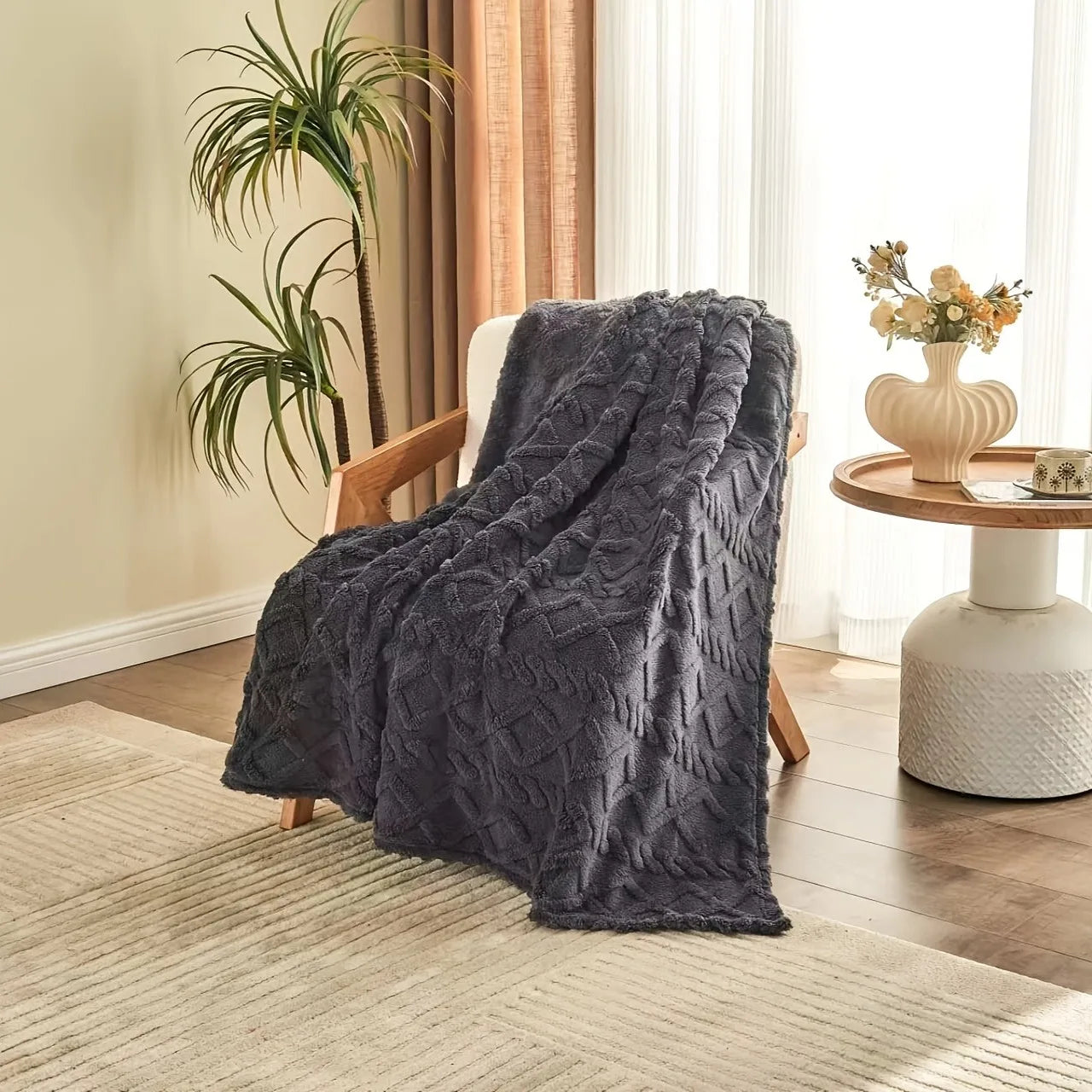 AEHOMECN Lamb Fleece Plush Blanket Soft Warm Throw