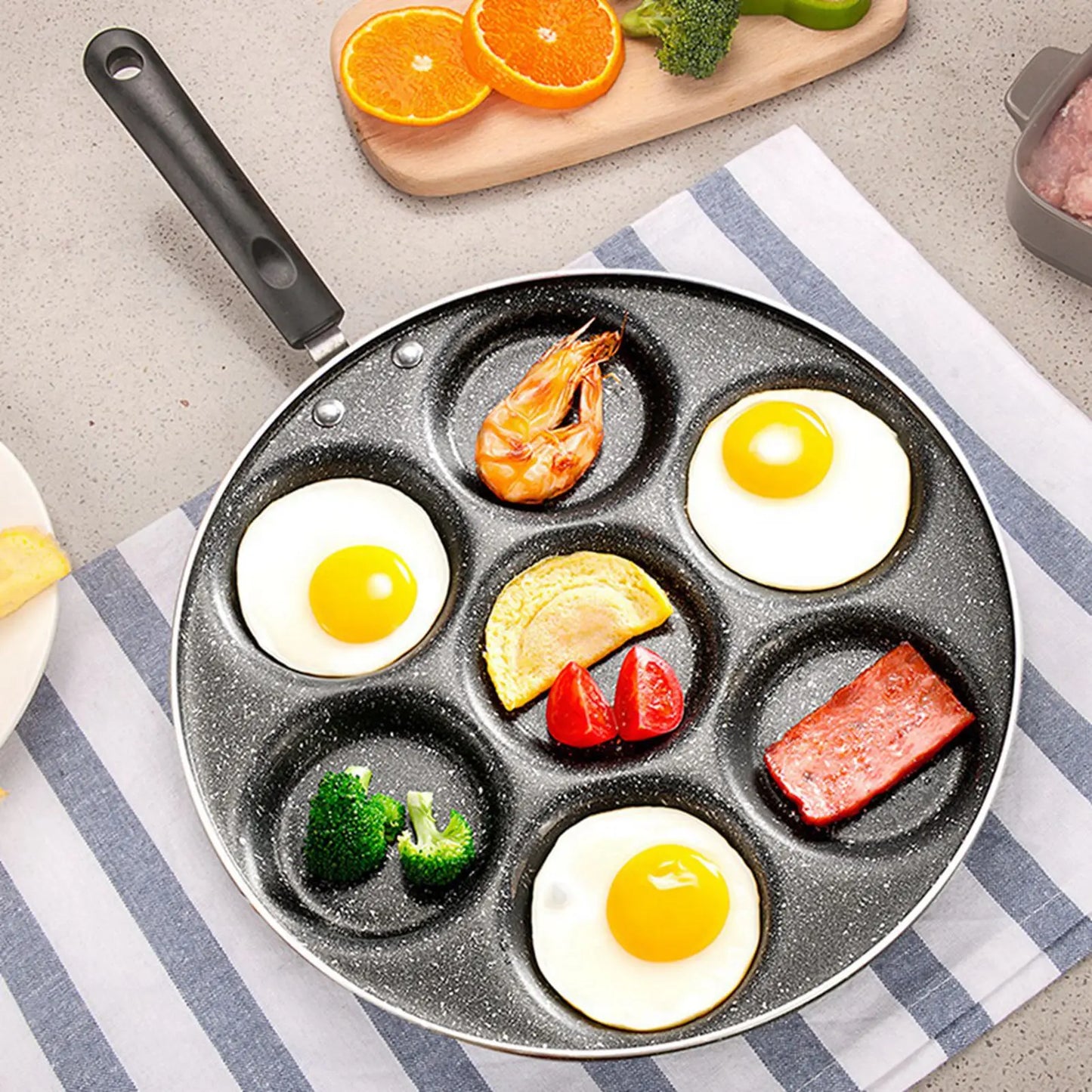 7 Hole Nonstick Frying Pan Omelet And Burger Mold Pan